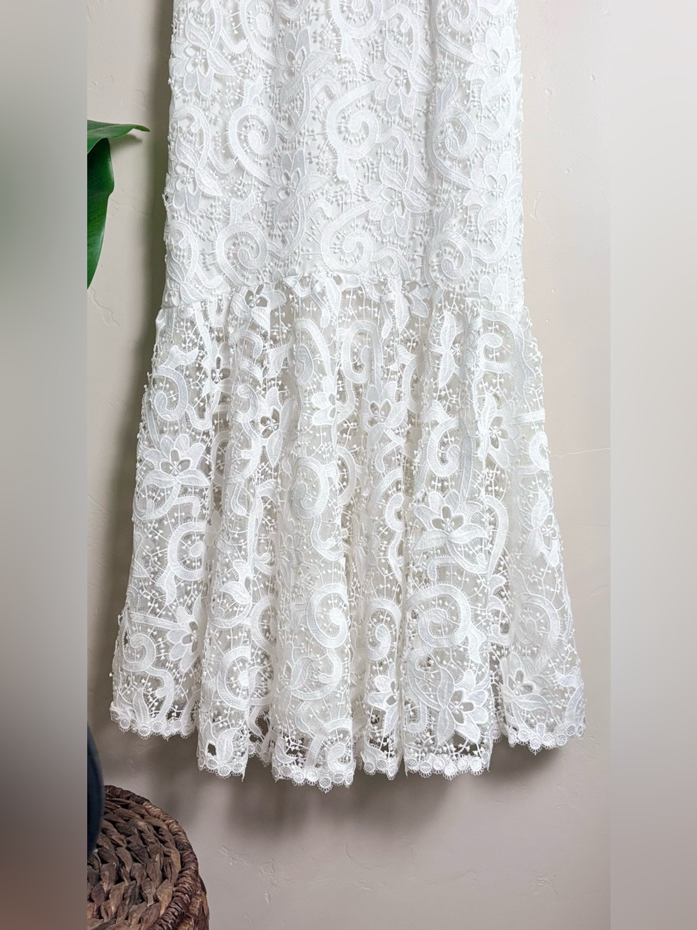 SAYLOR Lesli White Lace Midi Dress XS Bridal Bow Cutout Revolve Free People NWOT - Picture 6 of 16